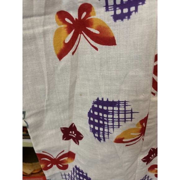 Women Kimono Robe White Butterfly Leaf Cotton Japanese Furisode Purple Red Green - Picture 3 of 8